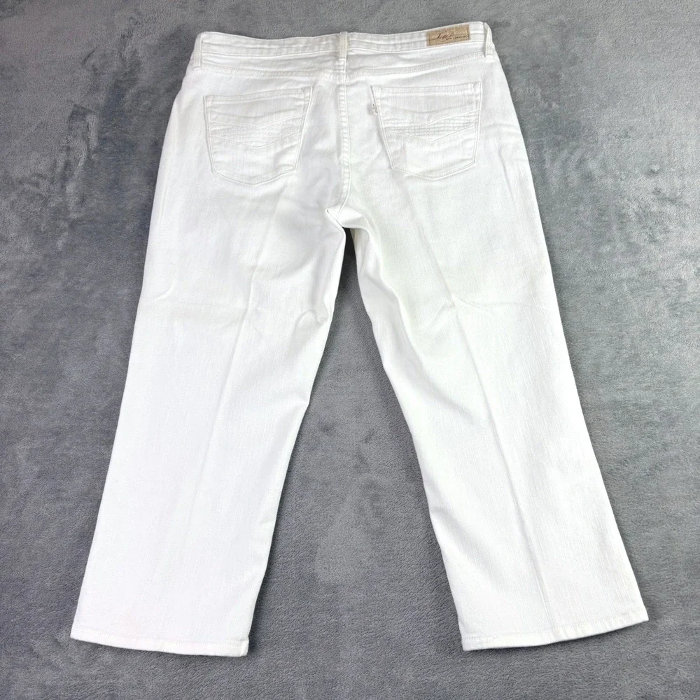 Levi's Womens 12/31 White Demi Curve Classic‎ Straight Leg Cropped Jeans Stretch